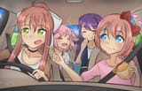 doki doki car roadtrip club monikar