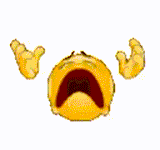 Emoji disintegrating in pain