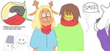 kris putting snow in noelle&#039;s scarf