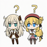 2girls, side-by-side, chibi, looking at each other, puzzled s-2323306877