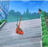 fug laughs as deoxys falls down the stairs
