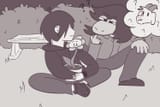 18403_-_utg_oc___IllustrationAnon_asriel_crocs_deltarune_english_flowey_kris_stone_bench_susie_thought_bubble_undertale
