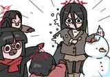 hasumi eating a snowman