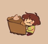 chara happily eating pie
