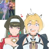 tbib.org 22745596 2girls absurdres astra_yao bea_lenoir black_hair blonde_hair blush evelyn_chevalier