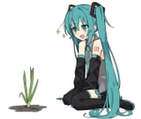 hatsune miku grow green onion negi excited expectant