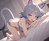 02268-469902427-On bed, leaning forward, aroused, looking at viewer, happy, smile, shy, blushing, going for a hug, barefeet, barefoot, barehands