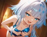02339-1721856216-mesugaki, smug smile, open mouth, full_body, cheeky, looking at viewer, blue bra, strip_tease, evening_tone___BREAK indoors, dre