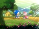 Sonic gives Amy a flower