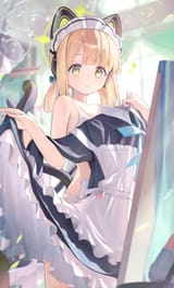 yande.re 1170990 sample animal_ears blue_archive bra halo headphones koka_(rikku-file) loli maid nekomimi pantsu saiba_midori tail