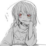 Robed Chara Resting on Her Arms