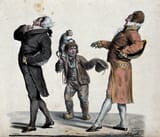 A_boy_with_a_monkey_perched_on_his_shoulder_is_begging_for_a_Wellcome_V0020430