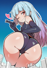 artist_kamidan, artist_wagashi (dagashiya), sketch lines, 1girl, solo, superhero s-49648937