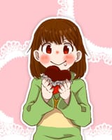 Chara Holds Heart Chocolate