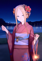 _highres,1girl, abigail williams (fate), {artist_rustle},kimono, outdoors, open s-3932005675