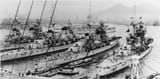 Zara, Fiume, Pola, a 4th heavy cruiser (presumably Gorizia), and Amerigo Vespucci in the background