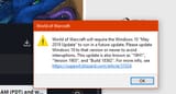 wow, windows requirement