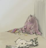 Obese rabbit and reading rabbit