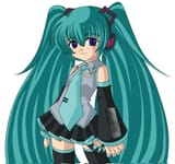 hatsune miku weirdly standing smirk stare