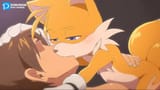 Tails kissing human man