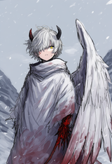 artist_aotsuki eito, sketch, 1boy, white hair, short hair, messy hair, angel, an s-1220288804