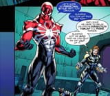 flash thompson (agent anti-venom) wearing toxin to save it