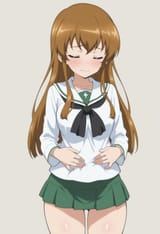 00489-899210231-masterpiece, best quality, kousaka umi, girls und panzer, 1girl, solo, ooarai school uniform, (microskirt_1.2), hands on own sto