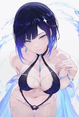 yande.re 1157613 bikini breast_hold genshin_impact qiandaiyiyu swimsuits thong wet yelan full