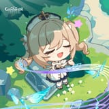 gelbooru.com 12227975 1girl absurdres barbara_(genshin_impact) blonde_hair blush boots bug chibi closed_eyes full