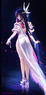 gelbooru.com 12273655 1girl alternate_costume ass back black_hair blunt_bangs blunt_ends closed_eyes full