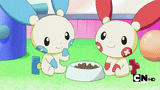 plusle and minun eating