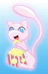 Mew eating popcorn