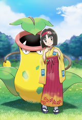 1girl, erika (pokemon), victreebel, pokemon (creature), side-by-side, location s-112759807