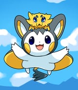 drawthread - emolga giving joltik a ride