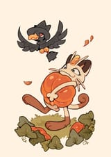 __meowth_and_murkrow_pokemon_drawn_by_apchuyuji__0e8b52c00414f0909c0ae0c8066d8b81