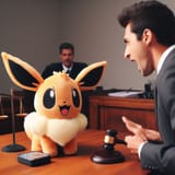 ai eevee plush being yelled at in court