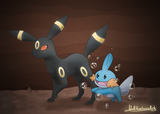 197 258 Mudkip tugging at leg @WolfHuntressArt DA