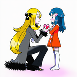 2girls, yuri, age difference, height difference, from side, full body, eye conta s-1871579661