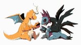 __dragonite_and_hydreigon_pokemon_drawn_by_bluekomadori__b66c3ebb2e400b1be33e6095aa89e436