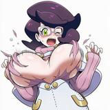 wicke (pokemon), official art, wardrobe malfunction, bursting breasts, torn clot s-1881391944