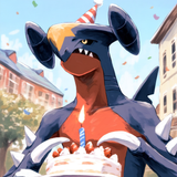 No human, garchomp, pokemon, birthday cake, cake, party hat s-2593894200