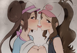 Screenshot 2025-06-28 at 06-31-33 doruka hilda (pokemon) rosa (pokemon) nintendo pokemon pokemon bw pokemon bw2 highres 2boys 2girls baseball cap bisexual female black pantyhose black vest blush breast press breasts brown hair clothes lift clothe[...]