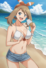 may (pokemon), real, photography (artwork), girl, beach, nsfw s-642814075
