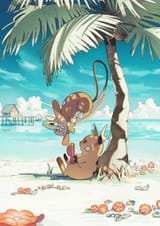 Raichu and Raichu on the beach