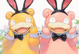 No humans, pokemon, Slowpoke, white background, rabbit ears s-408594807
