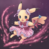no humans, pokemon, Pikachu, pink dress, magical girl, wand, holding wand s-1611640127