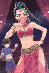 1boy, 1girl, Nemona (pokemon), pokemon, Florian (pokemon), dancer, belly dance, s-890889059