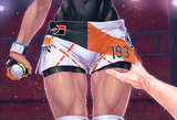 1girl, Bea (pokemon), close-up, muscular thighs, pov, pov hands, hands on anoth s-1380820263