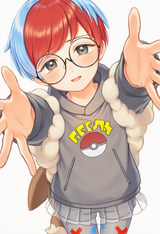 1girl, Penny (pokemon), arms up, reaching towards viewer, smile, imminent hug, s-2756669673