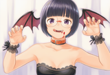 1girl, Shauntal (pokemon), vampire, fangs, black dress, lace, lace trim, gothic s-2402799418